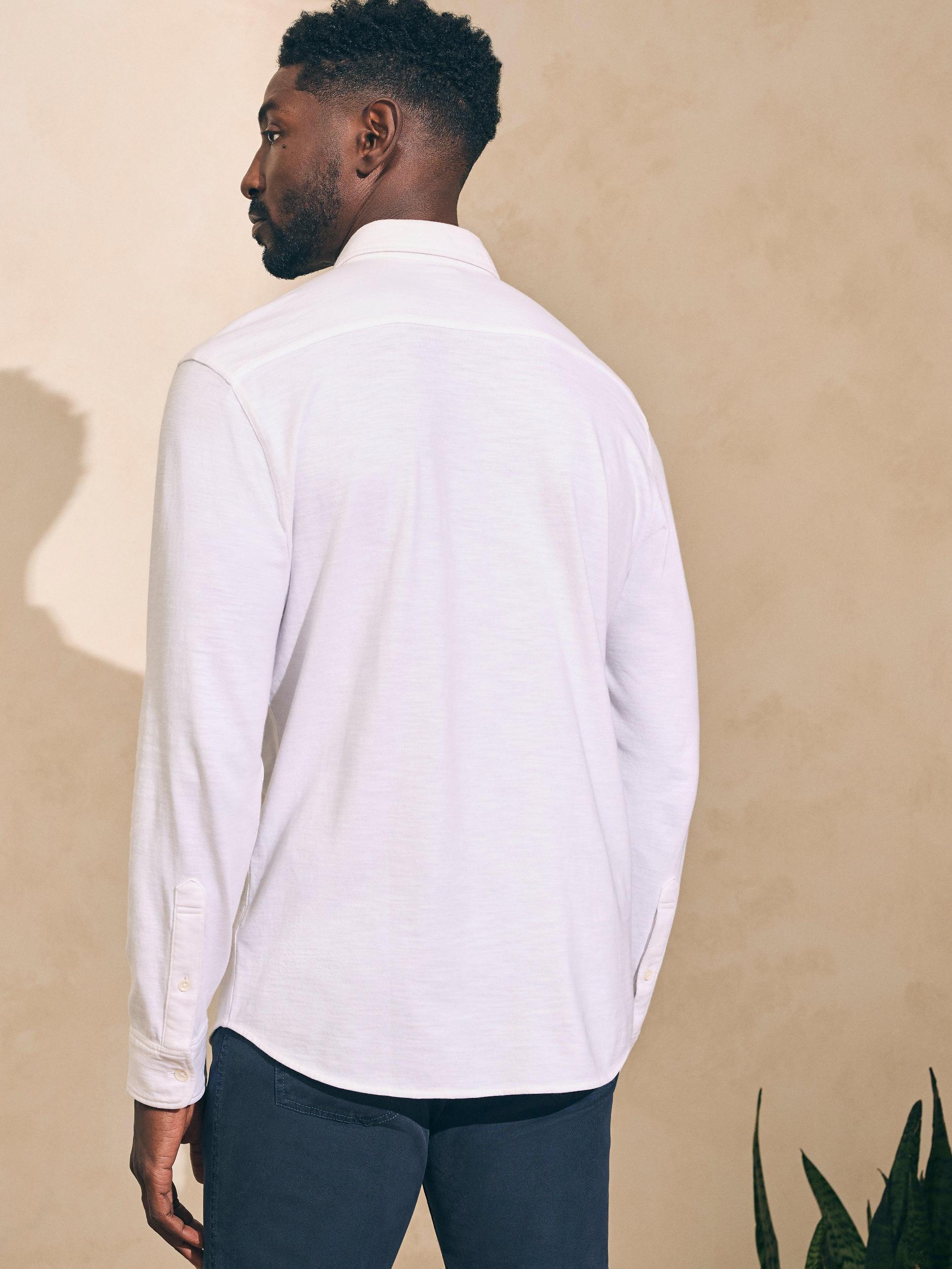 Sunwashed Knit Shirt (Single Pocket) - White Male Product Image