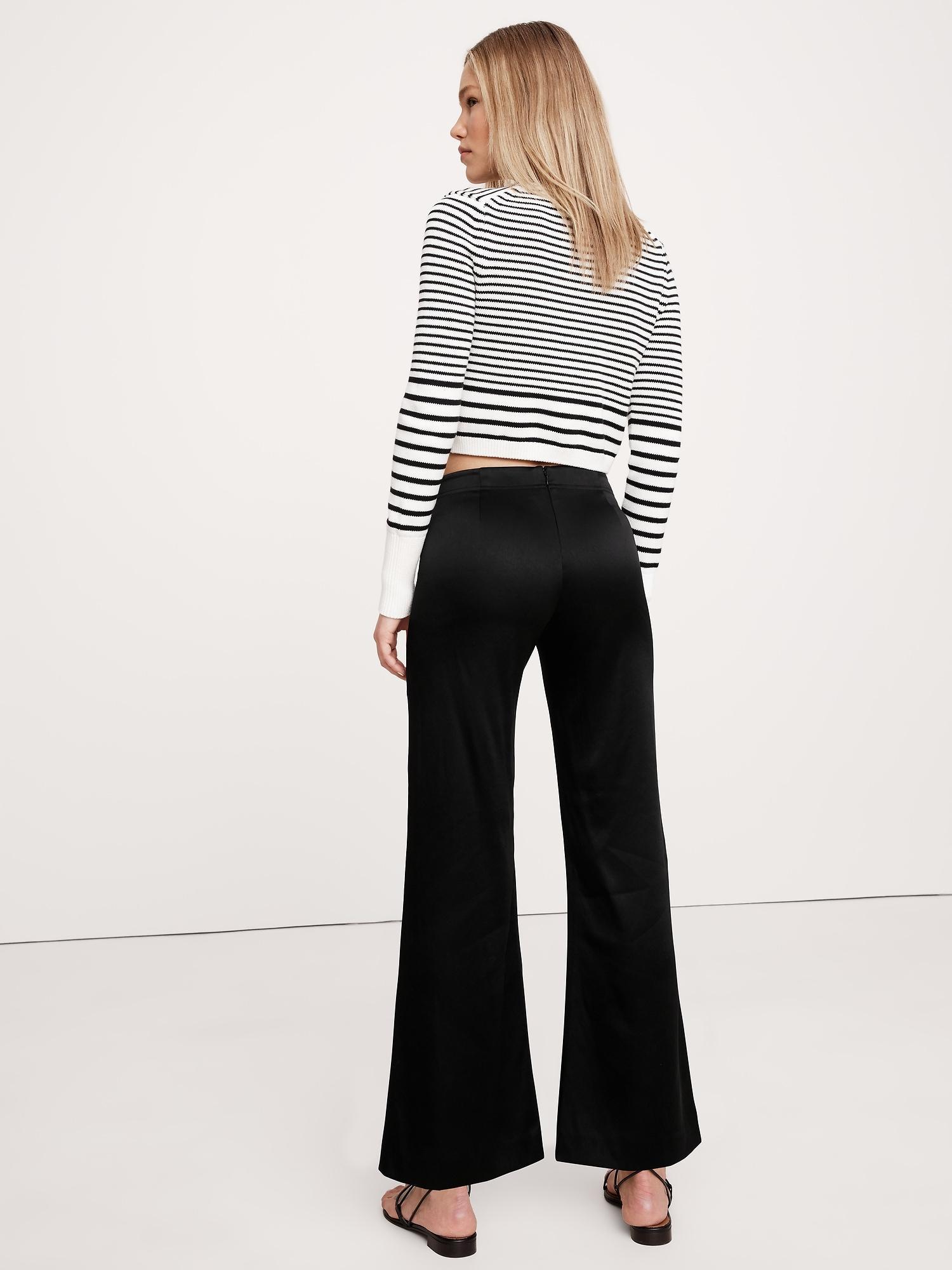 Mid-Rise Kick-Flare Satin Ankle Pant Product Image