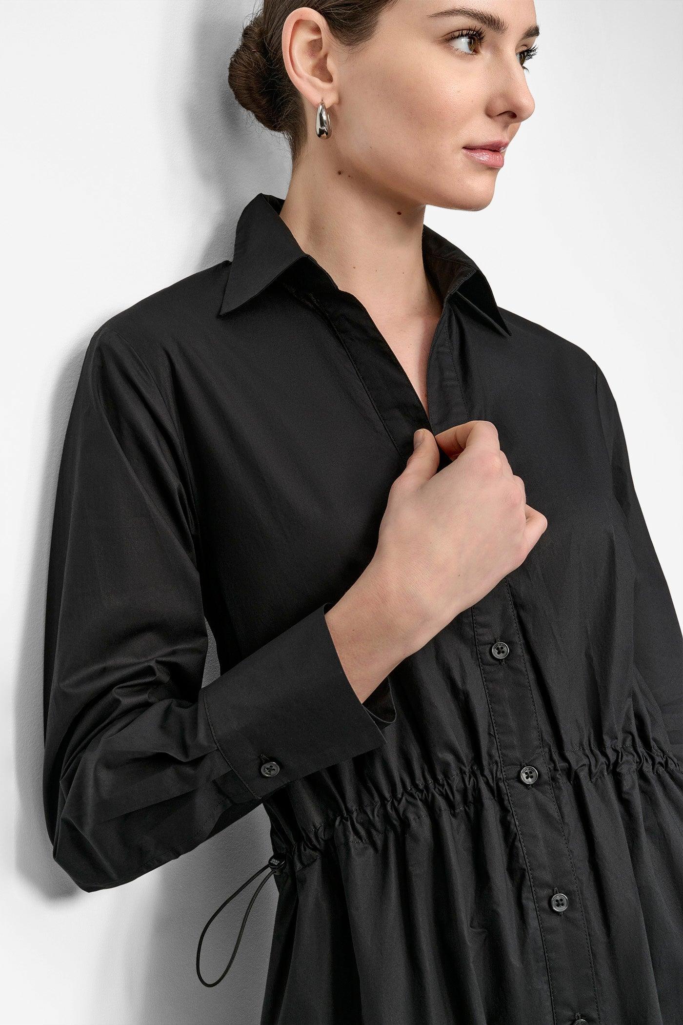 ADJUSTABLE WAIST MIDI SHIRT DRESS Product Image