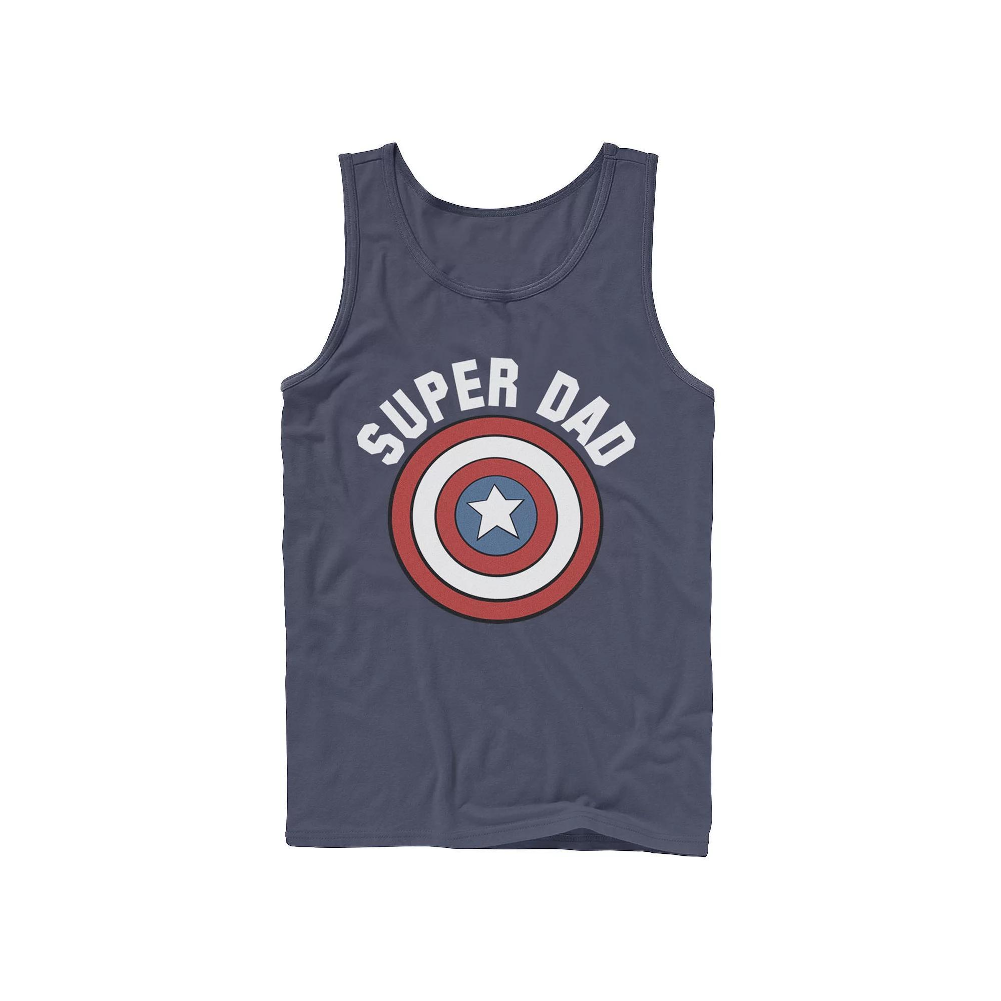 Men's Marvel Father's Day Super Dad Captain America Shield Tank Top, Size: Small, Blue Product Image