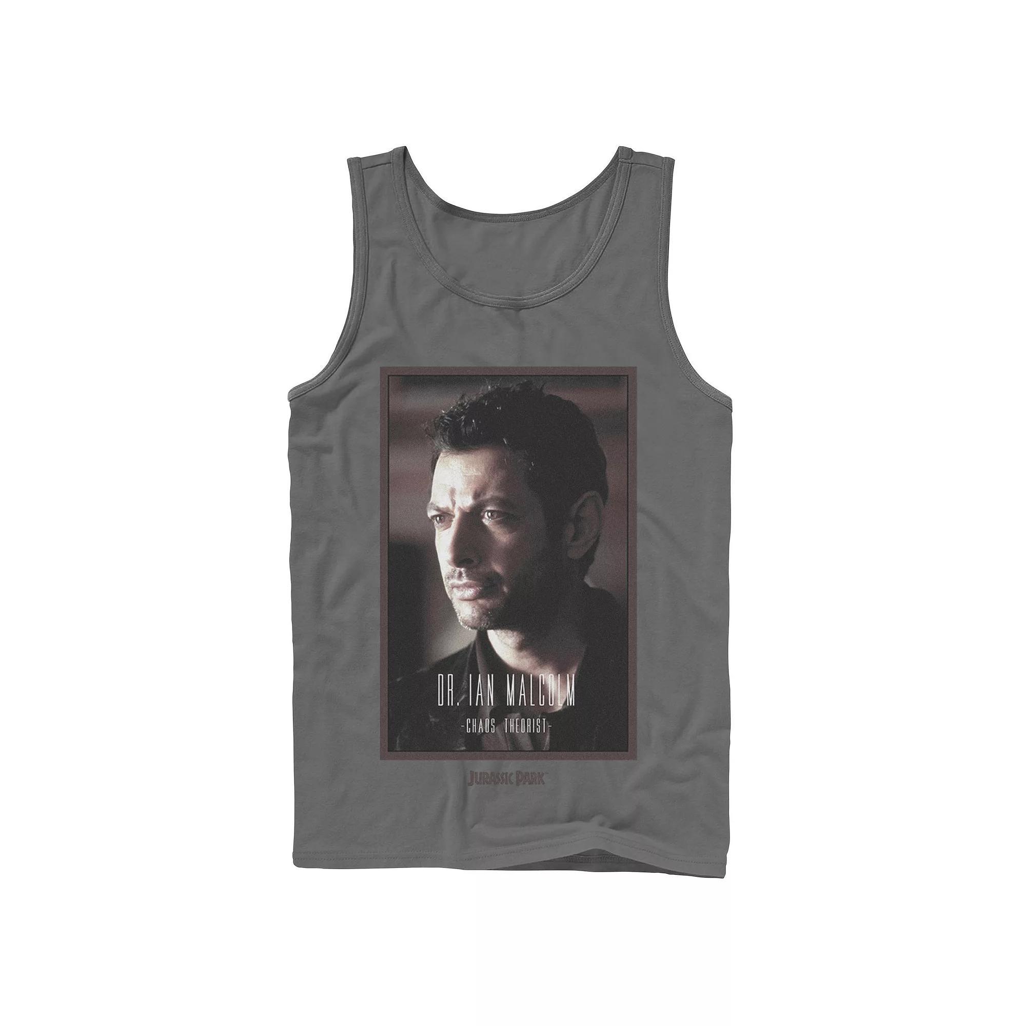 Men's Jurassic Park Dr. Ian Malcolm Chaos Theorist Graphic Tank Top, Size: Small, Grey Product Image