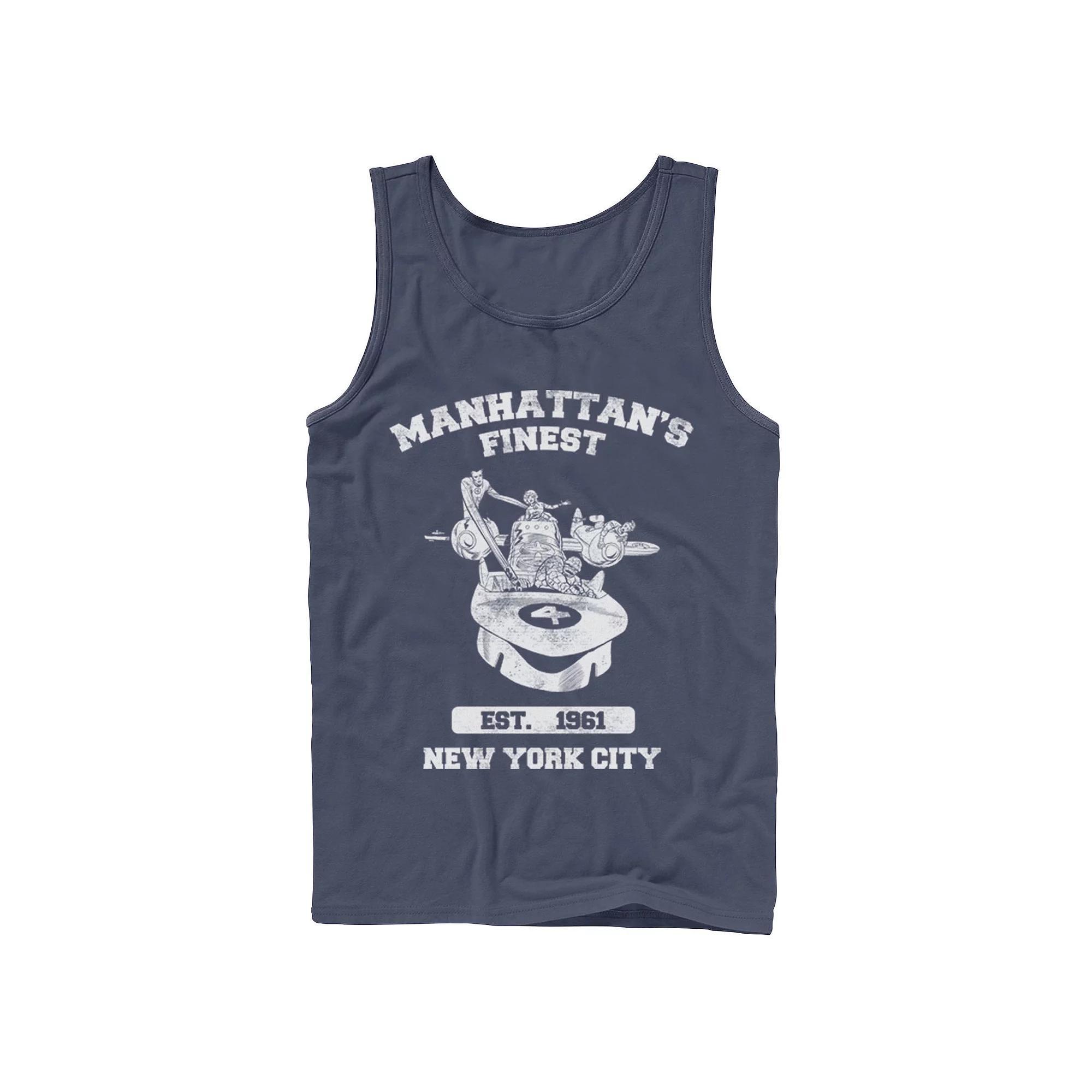 Men's Marvel Fantastic Four Manhattan's Finest Est. 1961 Tank Top, Size: Small, Blue Product Image