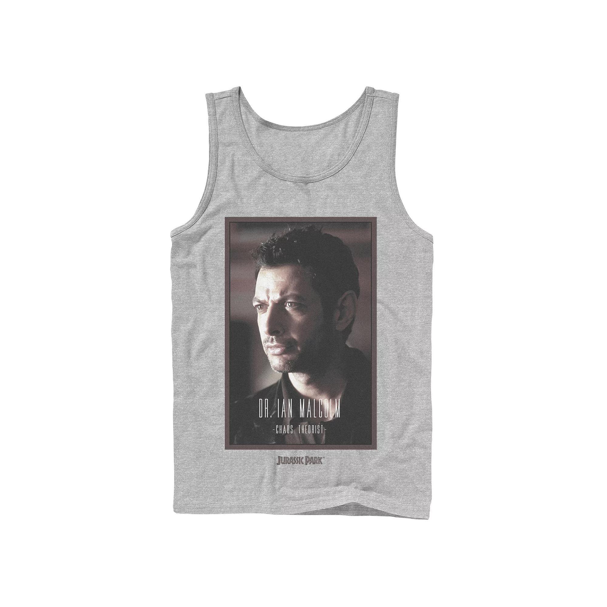 Men's Jurassic Park Dr. Ian Malcolm Chaos Theorist Graphic Tank Top, Size: Small, Grey Product Image