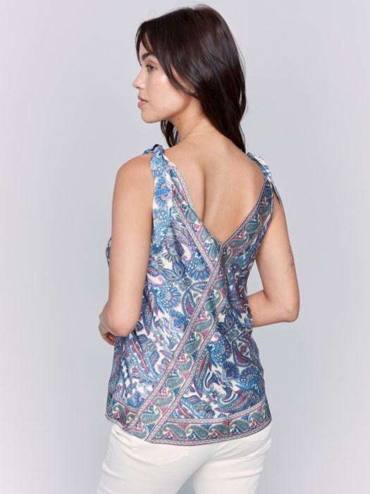 Charlie B printed V neck top C4538RP/767B Product Image