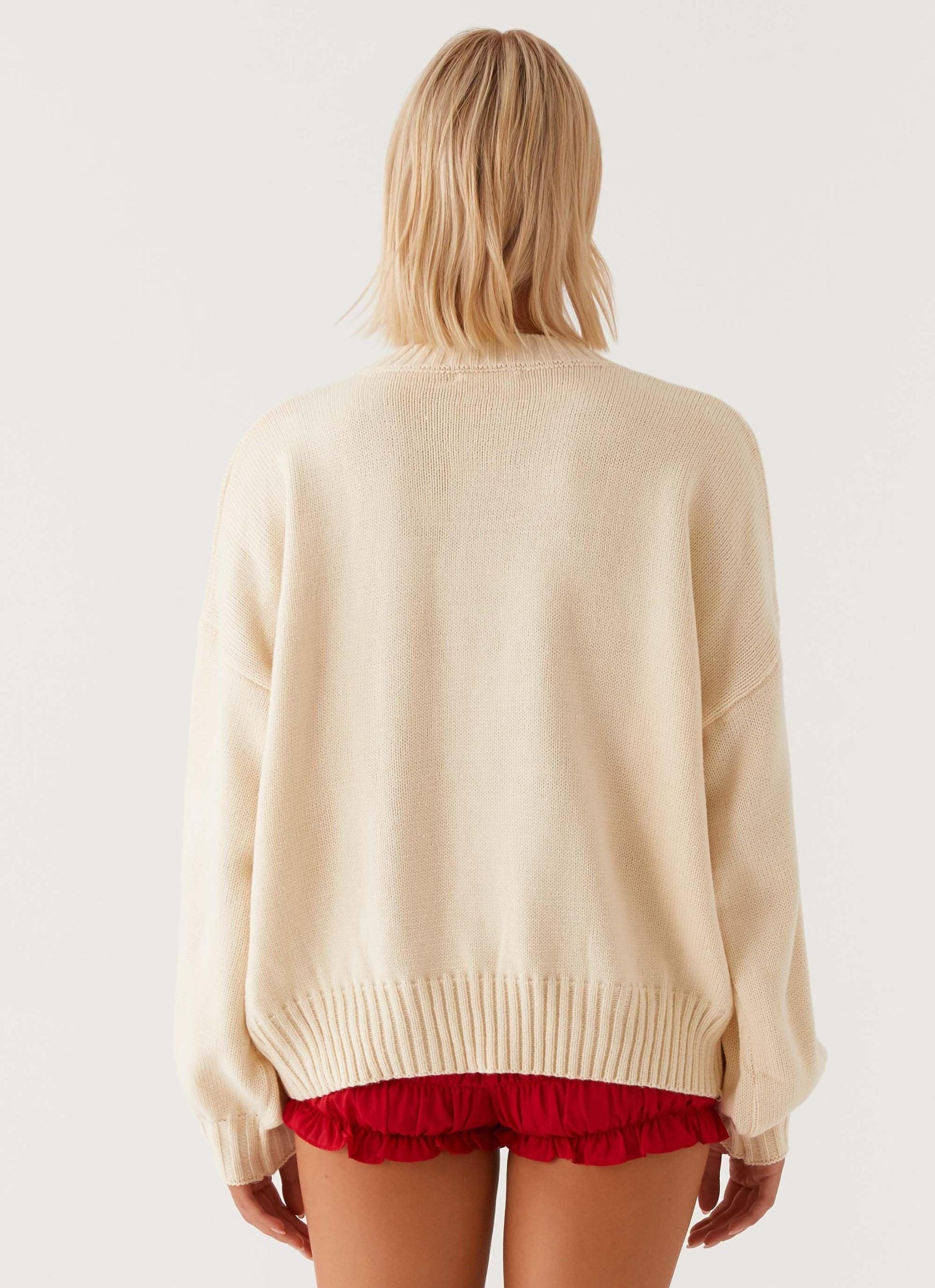 Apres Ski Oversized Knit Sweater - Ivory Product Image