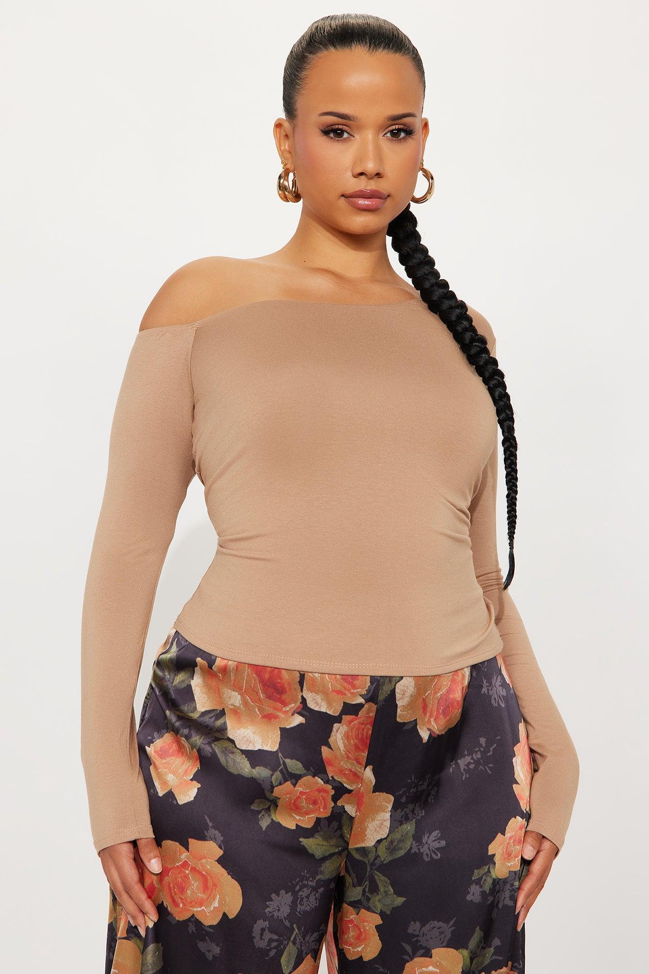 Hold Me Tighter Lace Up Top - Mocha Female Product Image