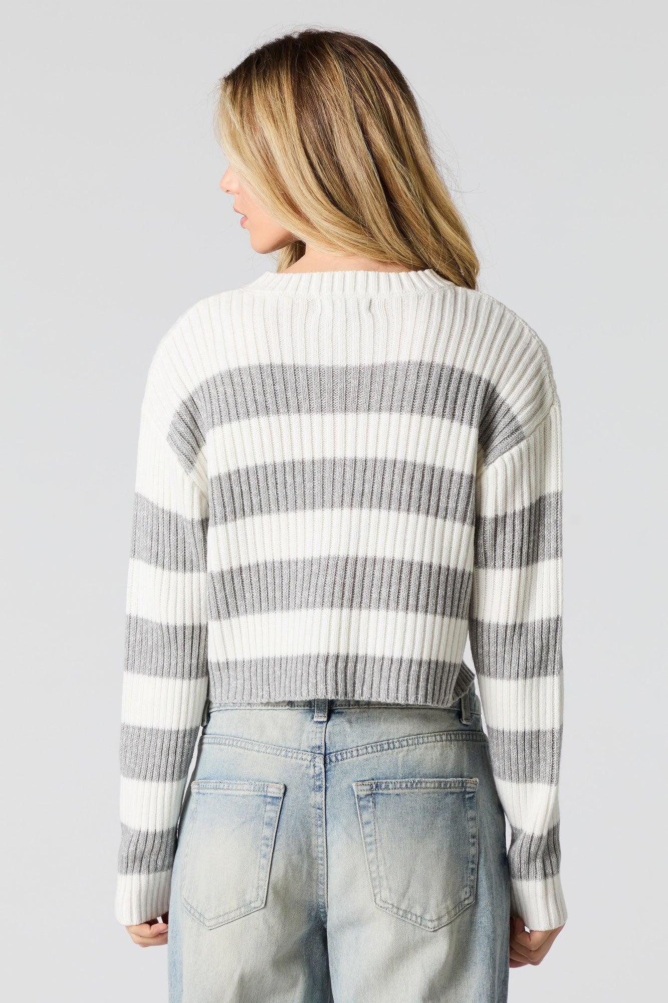Striped Ribbed Knit Sweater Female Product Image