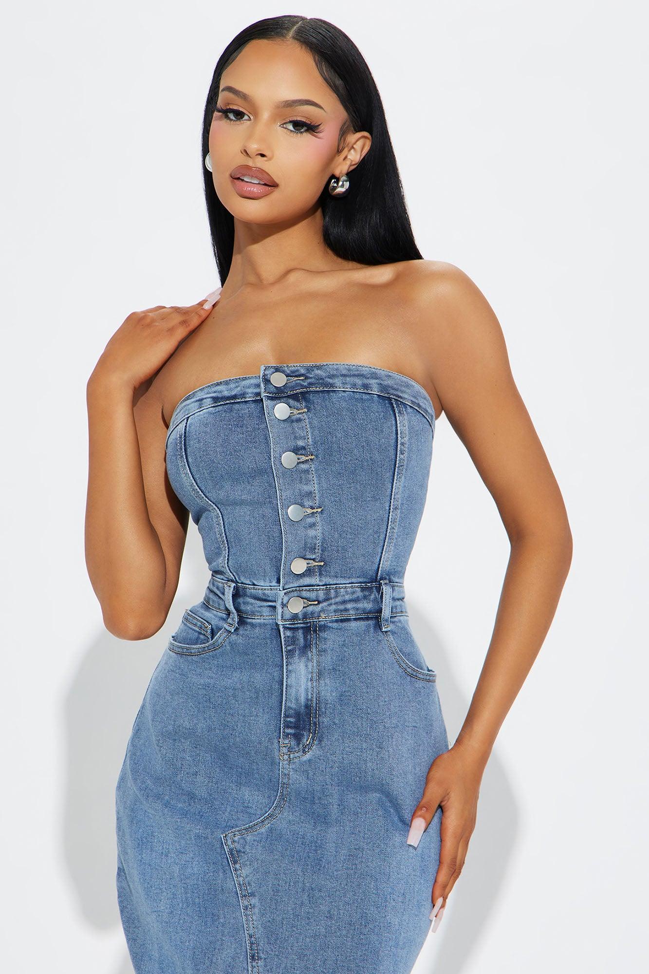 Christa Denim Maxi Dress - Medium Wash Product Image