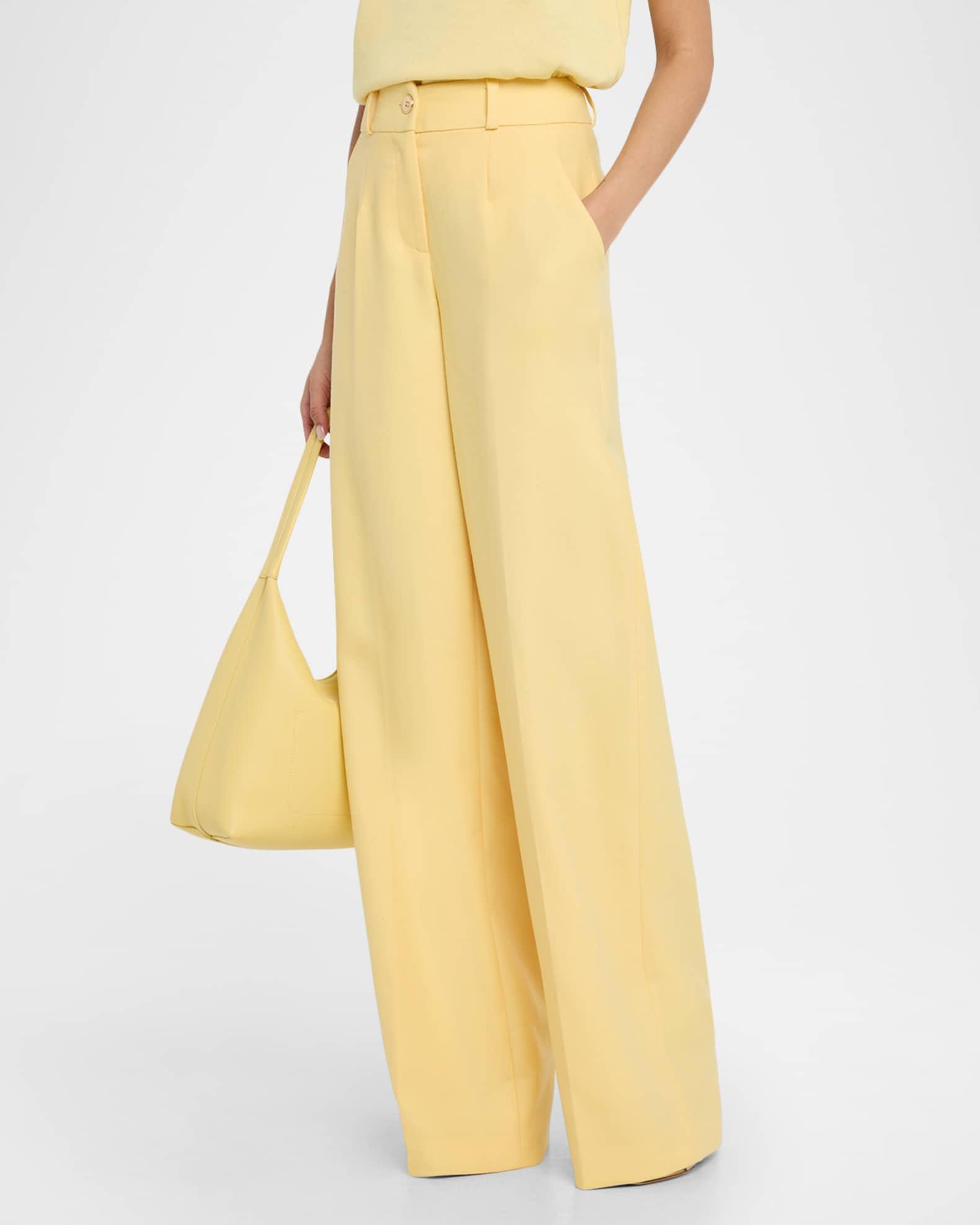 Pinstripe Wide Leg Wool Pants Product Image