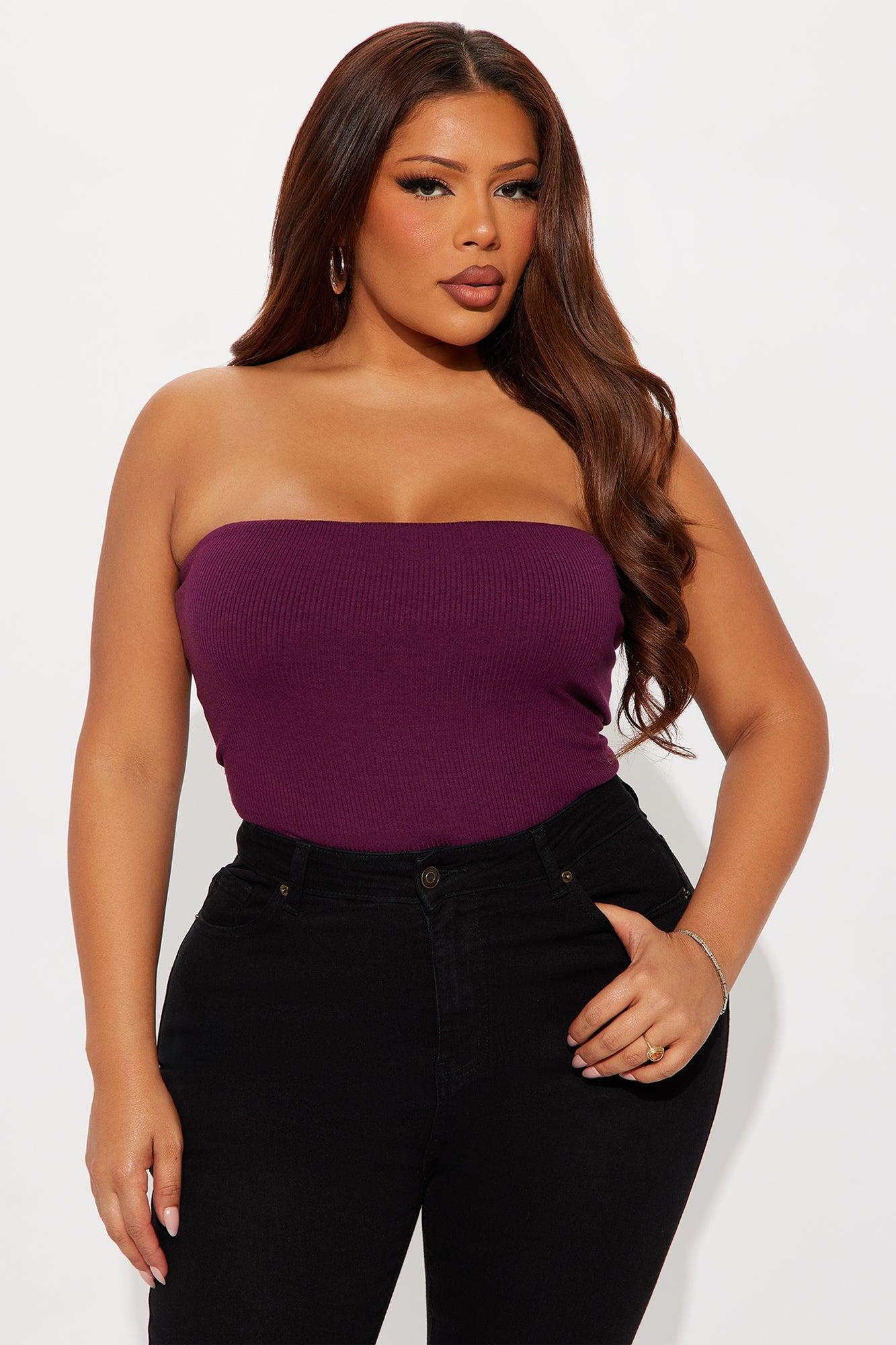 Demi Double Lined Tube Bodysuit - Plum Female Product Image