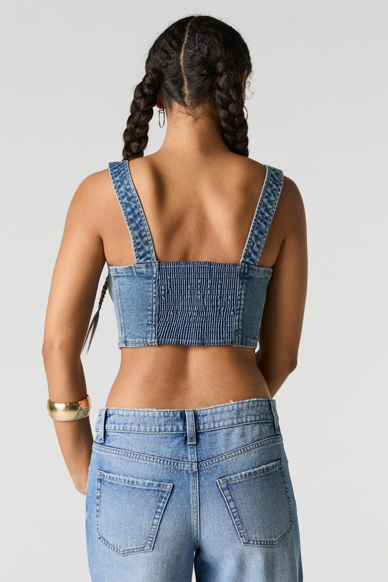 Denim Square Neck Corset Tank Female Product Image