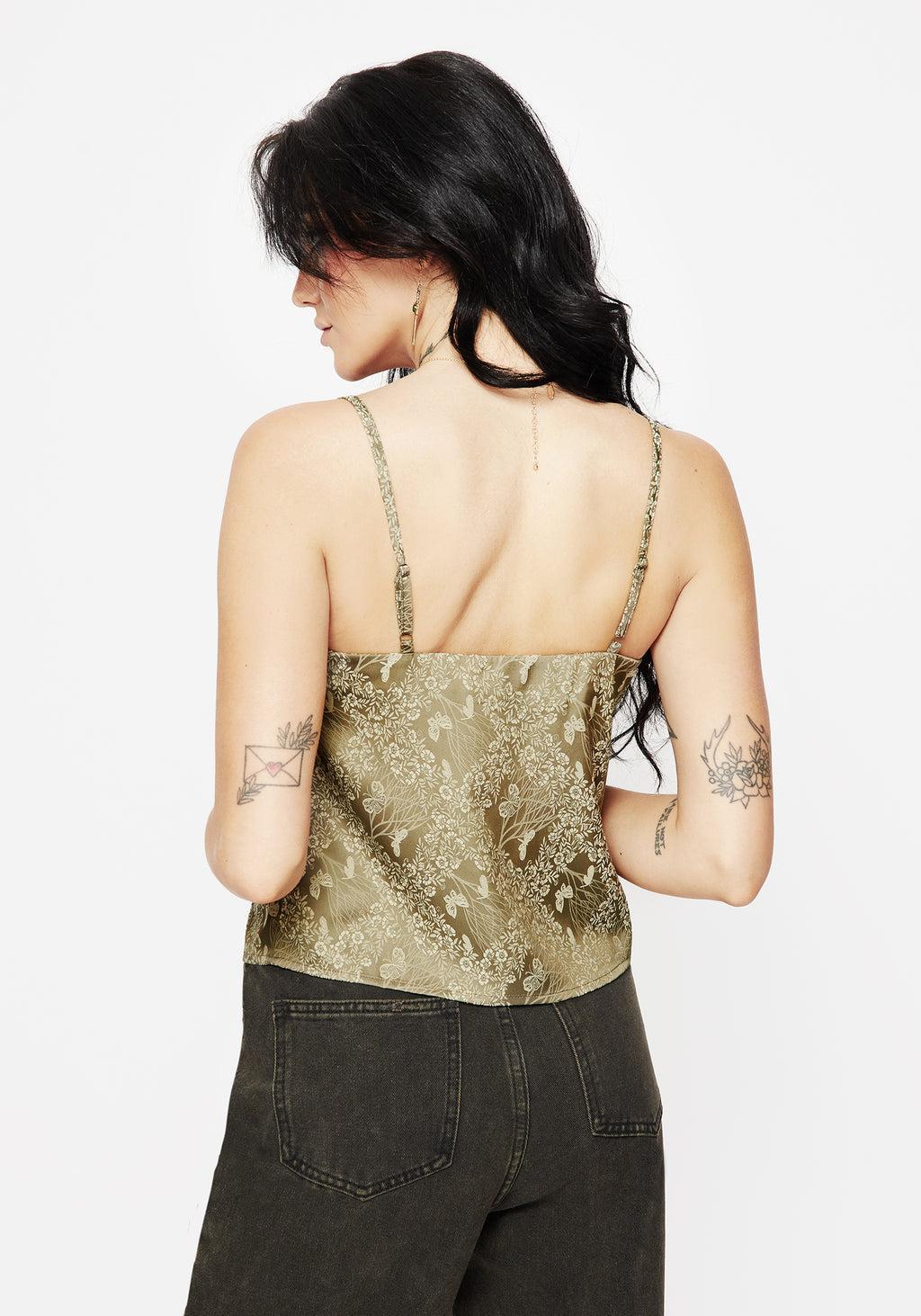 Yara Floral Print Lace Trim Cami Top Product Image