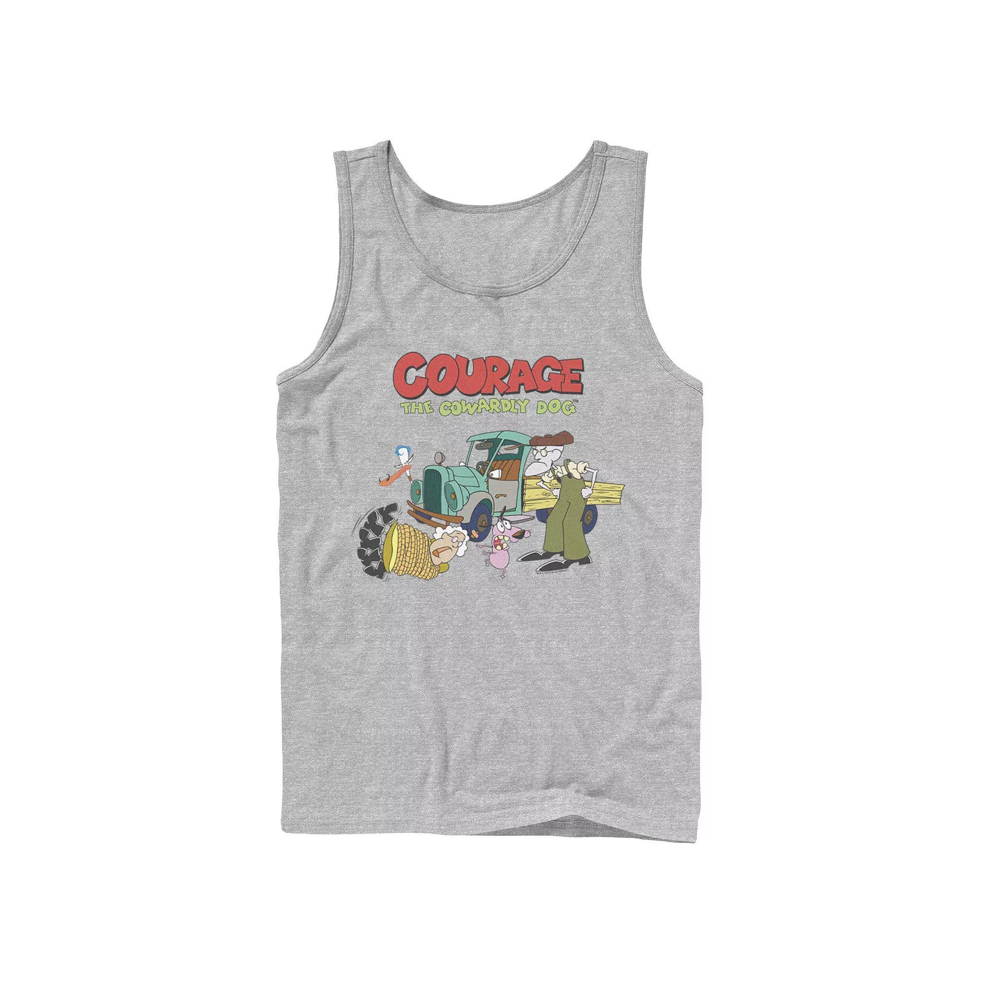 Men's Courage The Cowardly Dog Scene Logo Tank Top, Size: Large, Athletic Grey Product Image