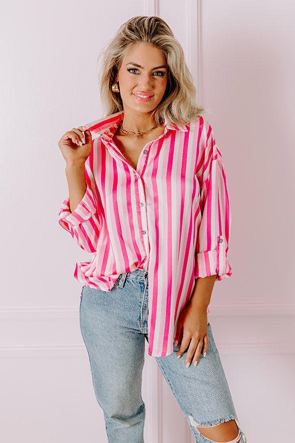 Stripe Along Satin Button Up Product Image