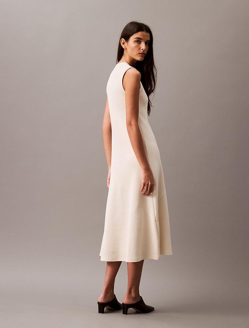 Calvin Klein Women's Textured Terry Midi Dress - White - L Product Image