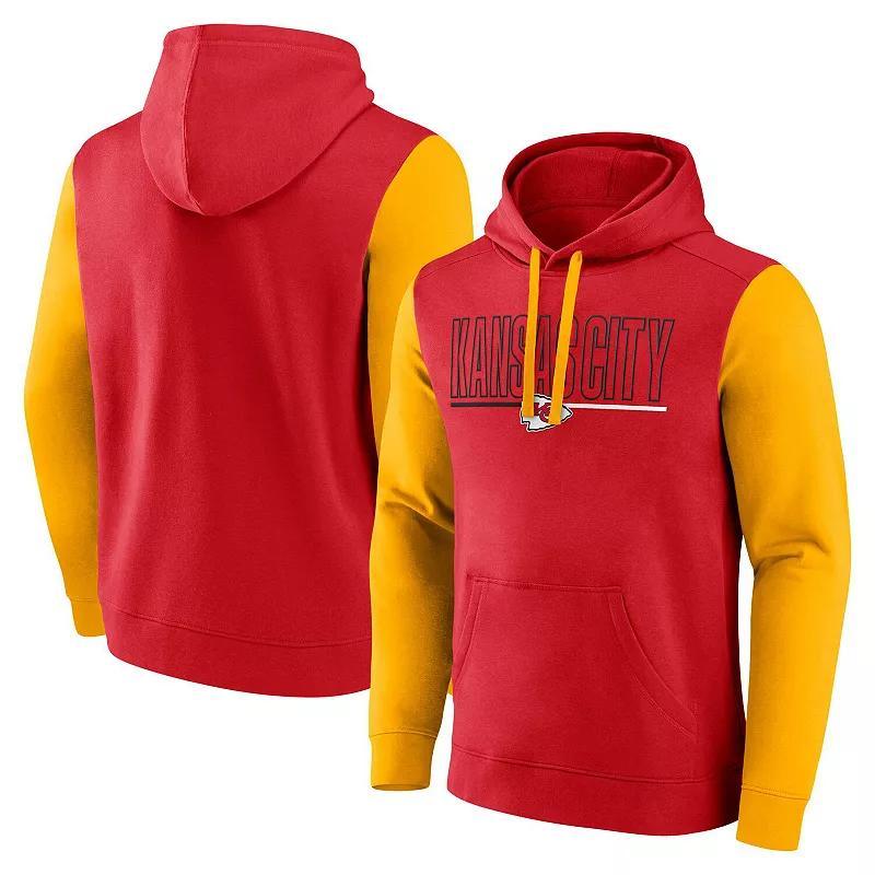 Men's Fanatics Red/Gold Kansas City Chiefs Outline Pullover Hoodie, Size: Large Product Image
