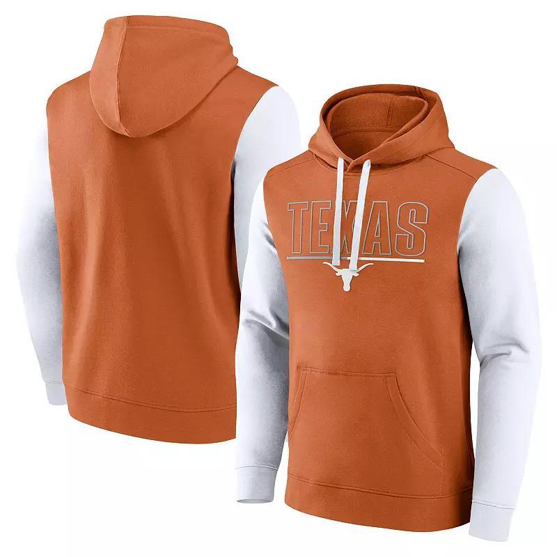 Men's Fanatics Texas Orange/White Texas Longhorns Outline Pullover Hoodie, Size: XL, Team Product Image