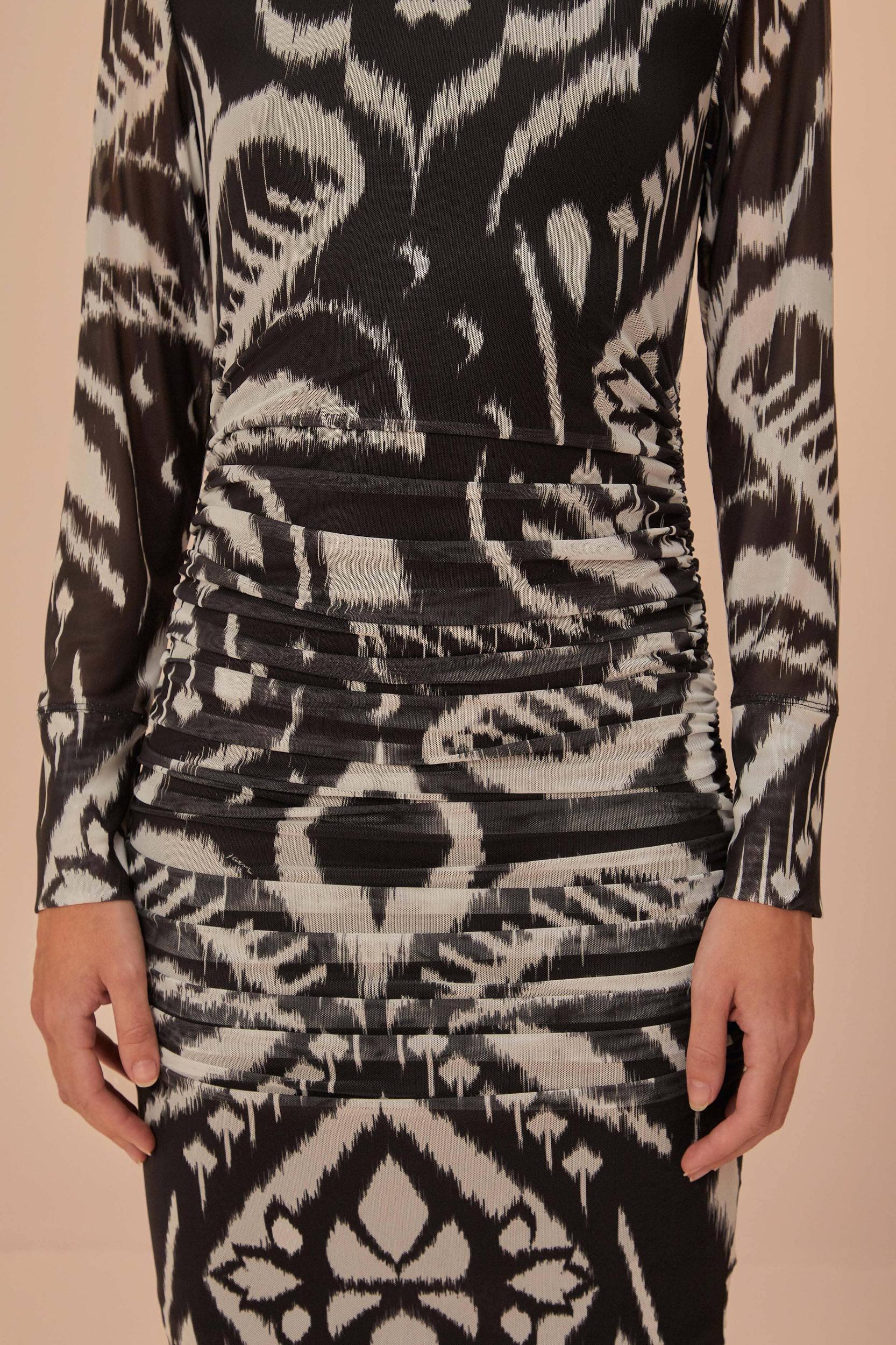 Pineapple Ikat Black Tulle Midi Dress, PINEAPPLE IKAT BLACK / L Product Image