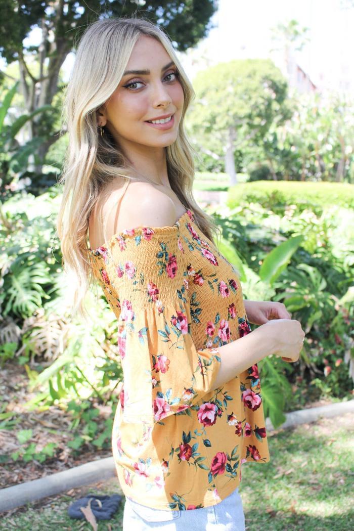 Off Shoulder ShirRed Floral Top Product Image