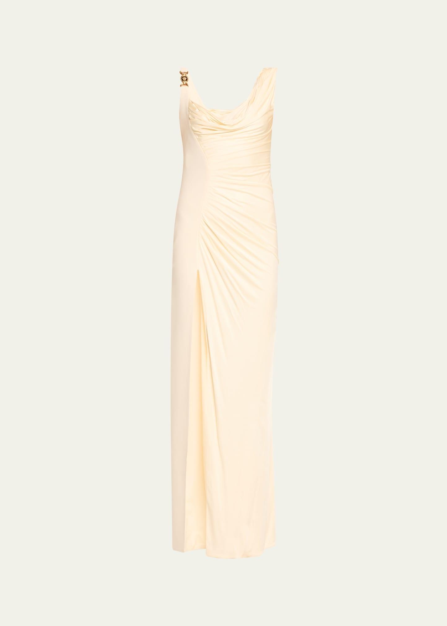 Womens Draped Cowlneck Column Gown Product Image