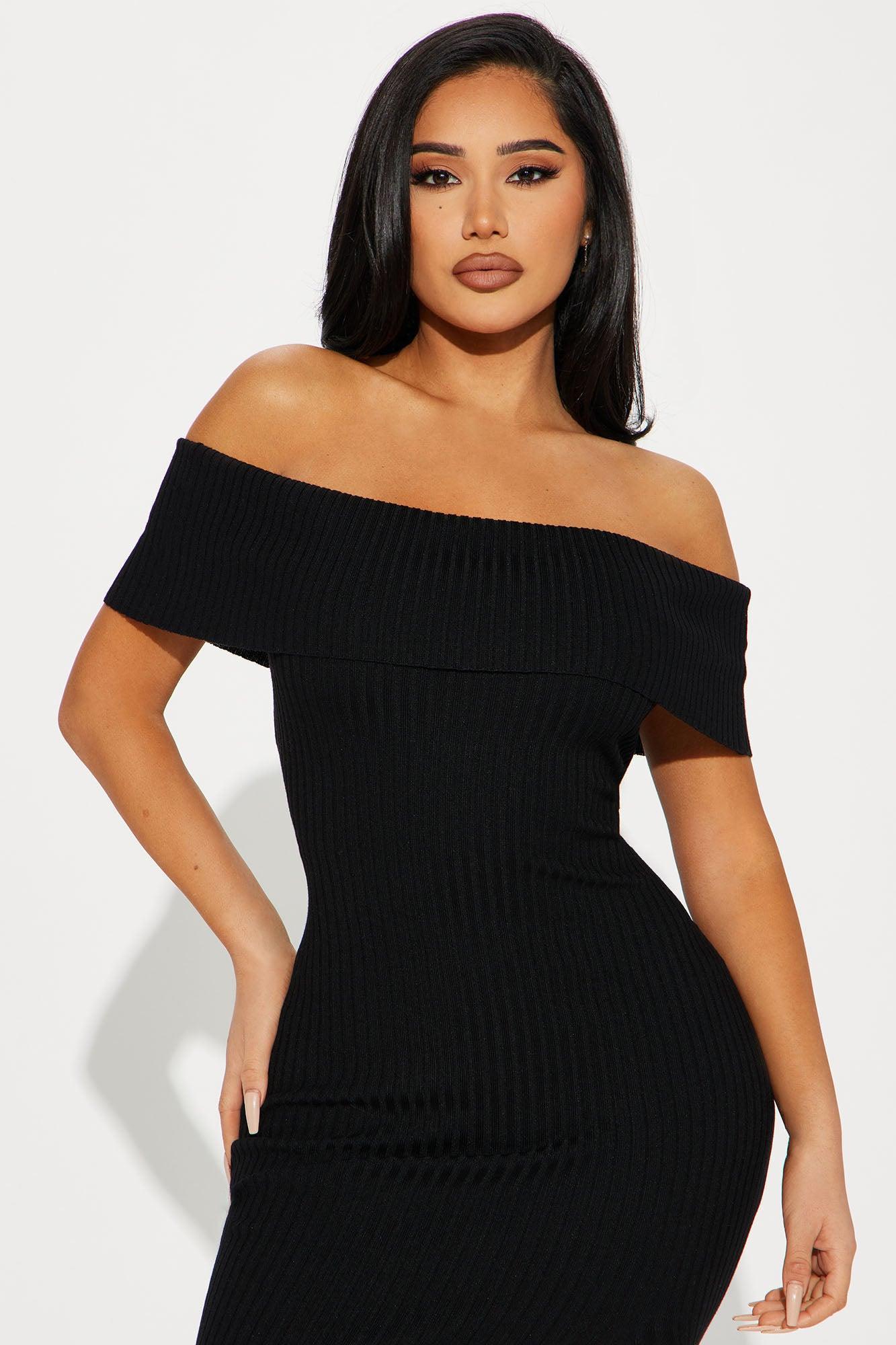 Adrienne Sweater Midi Dress - Black Product Image