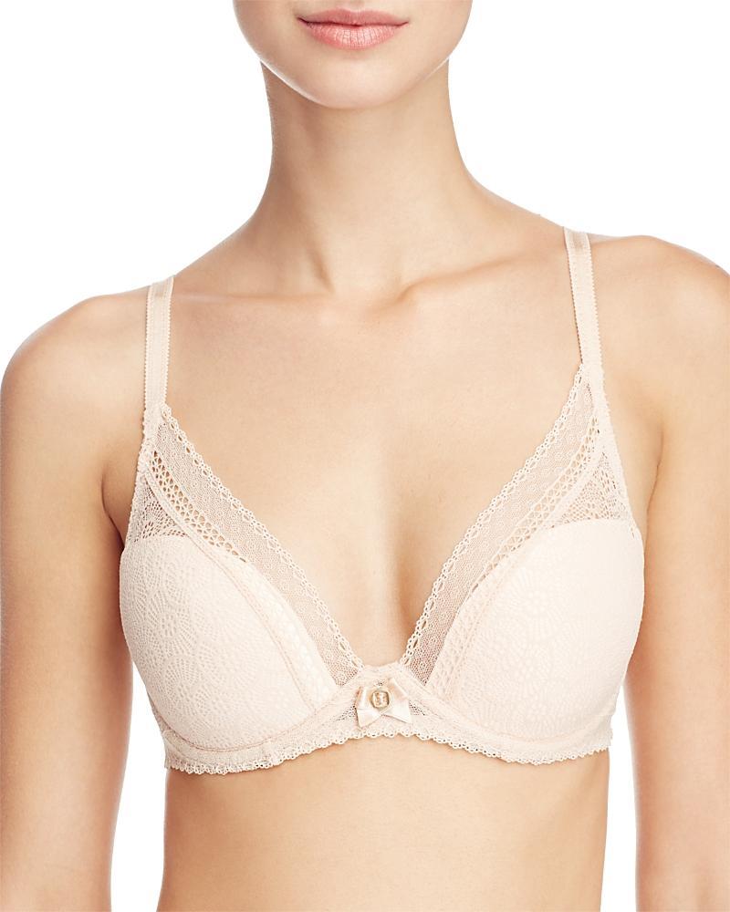 Festivite Lace Plunge Bra, Bright Pink Product Image