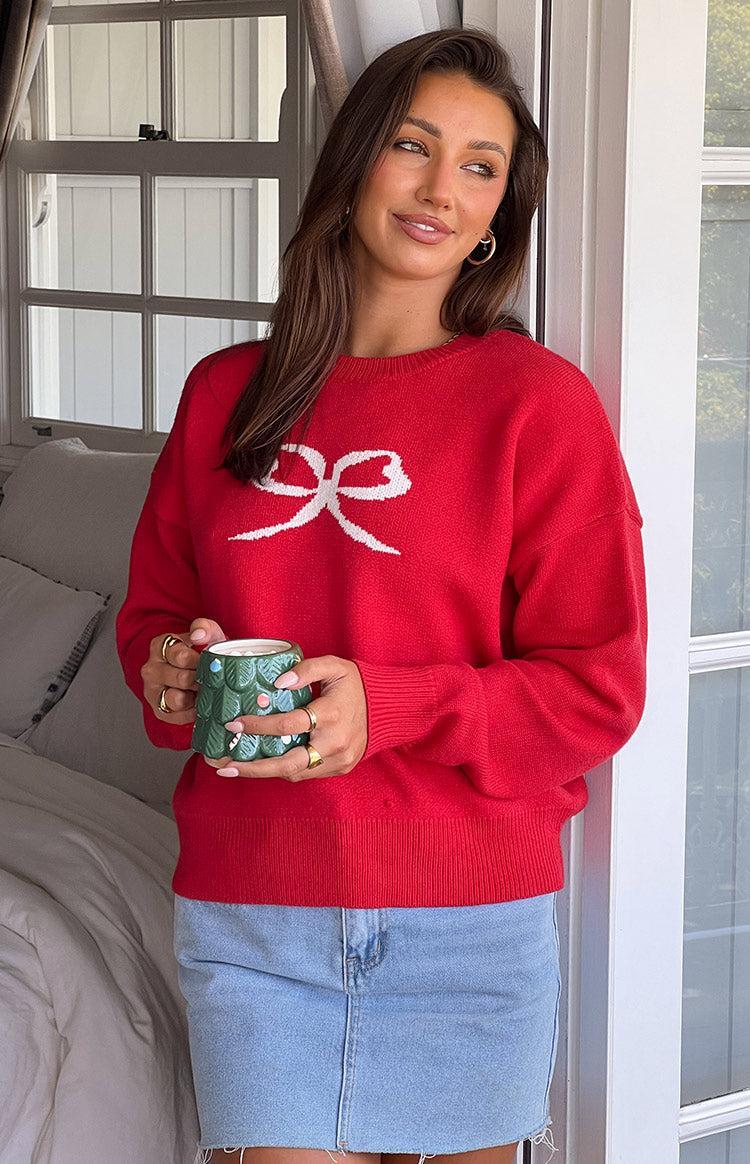 Zami Red Bow Sweater Product Image
