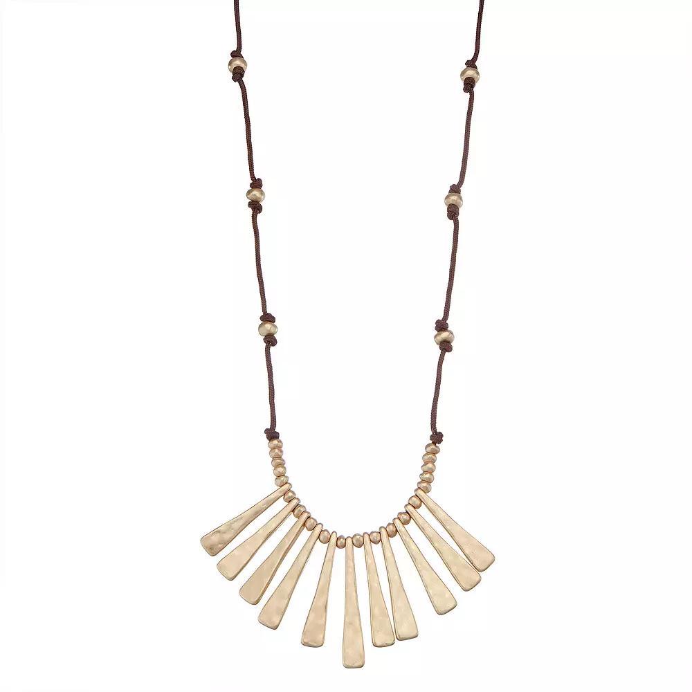Bella Uno Linear Beaded Frontal Necklace, Women's, Size: 18", Gold Tone Product Image