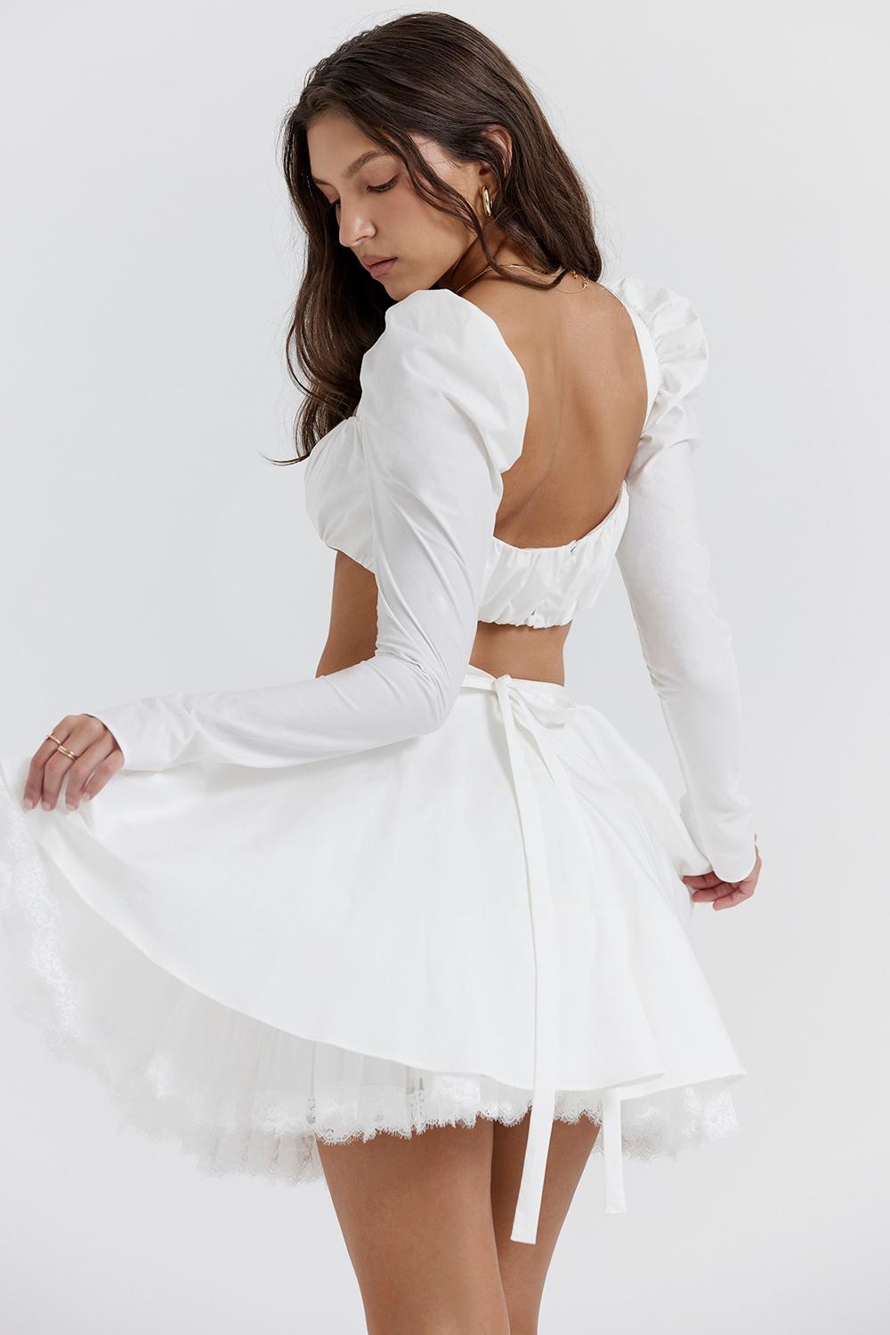 Shira White Puff Sleeve Top Product Image