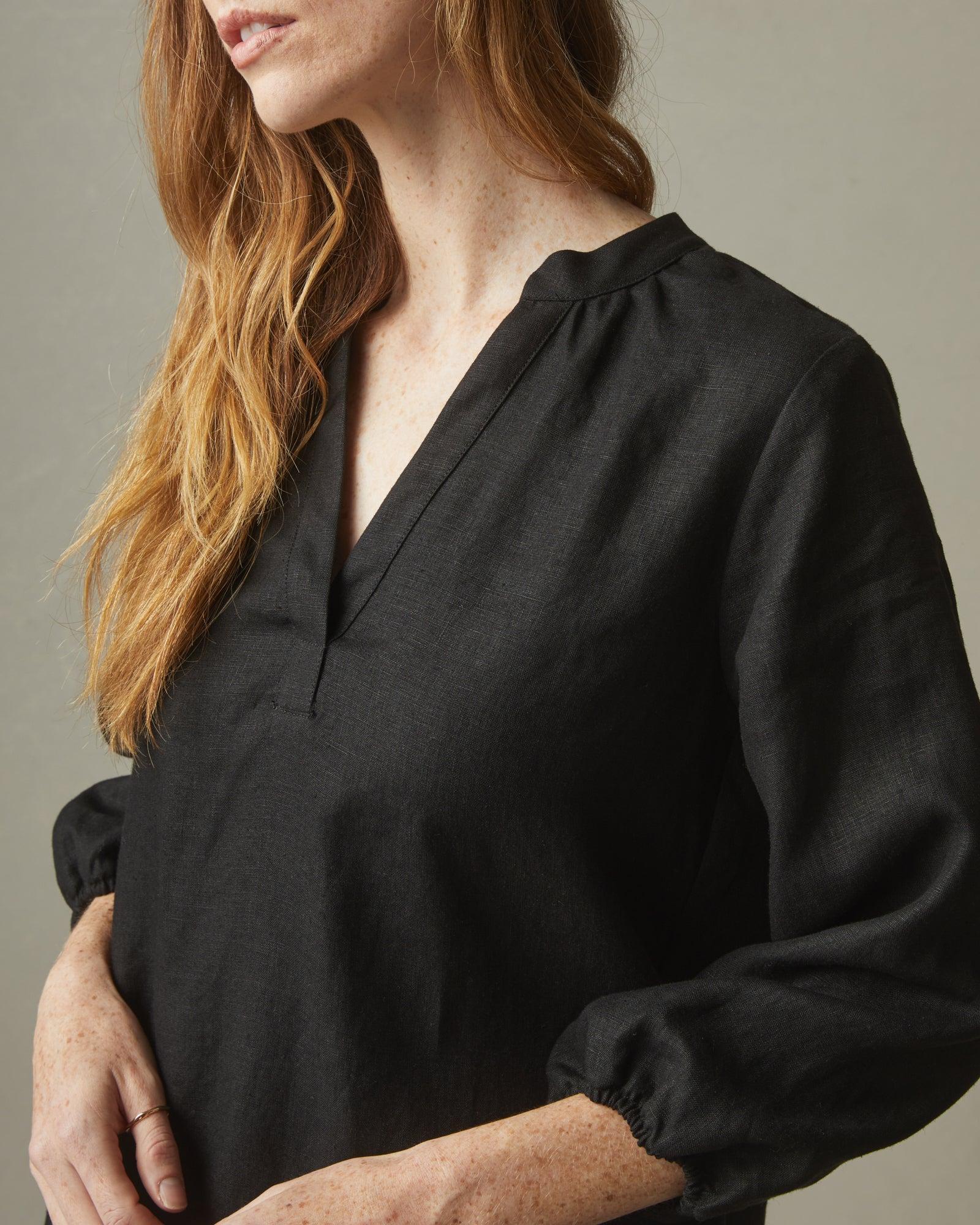 Women's Easy Linen Tunic Dress - Meteorite Female Product Image