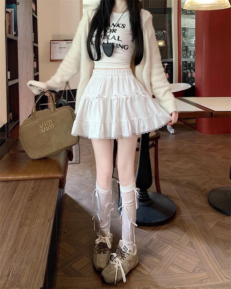 High Rise Plain Mini A-Line Skirt Product Image