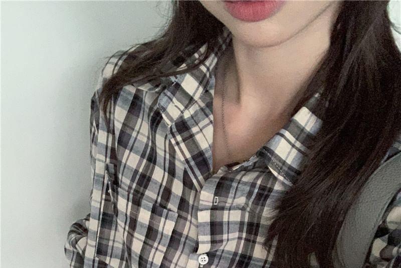 Long-Sleeve Plaid Shirt Product Image