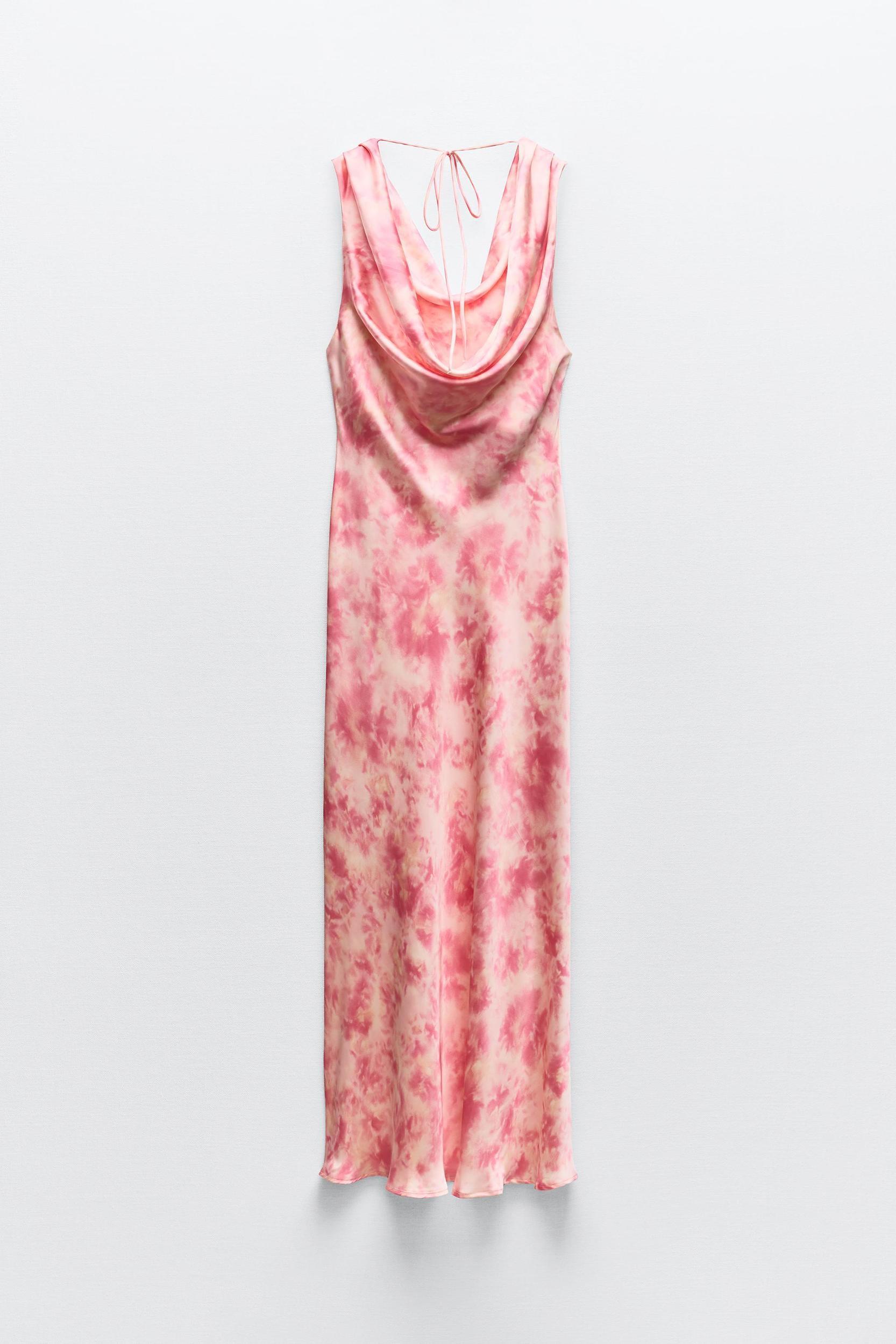 TIE DYE PRINT SATIN EFFECT DRESS Product Image
