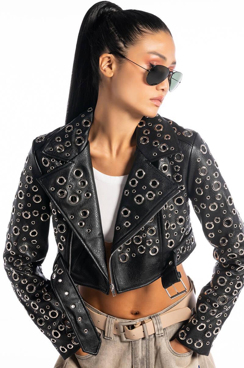 ALL ABOUT THE GROMMETS MOTO JACKET Product Image