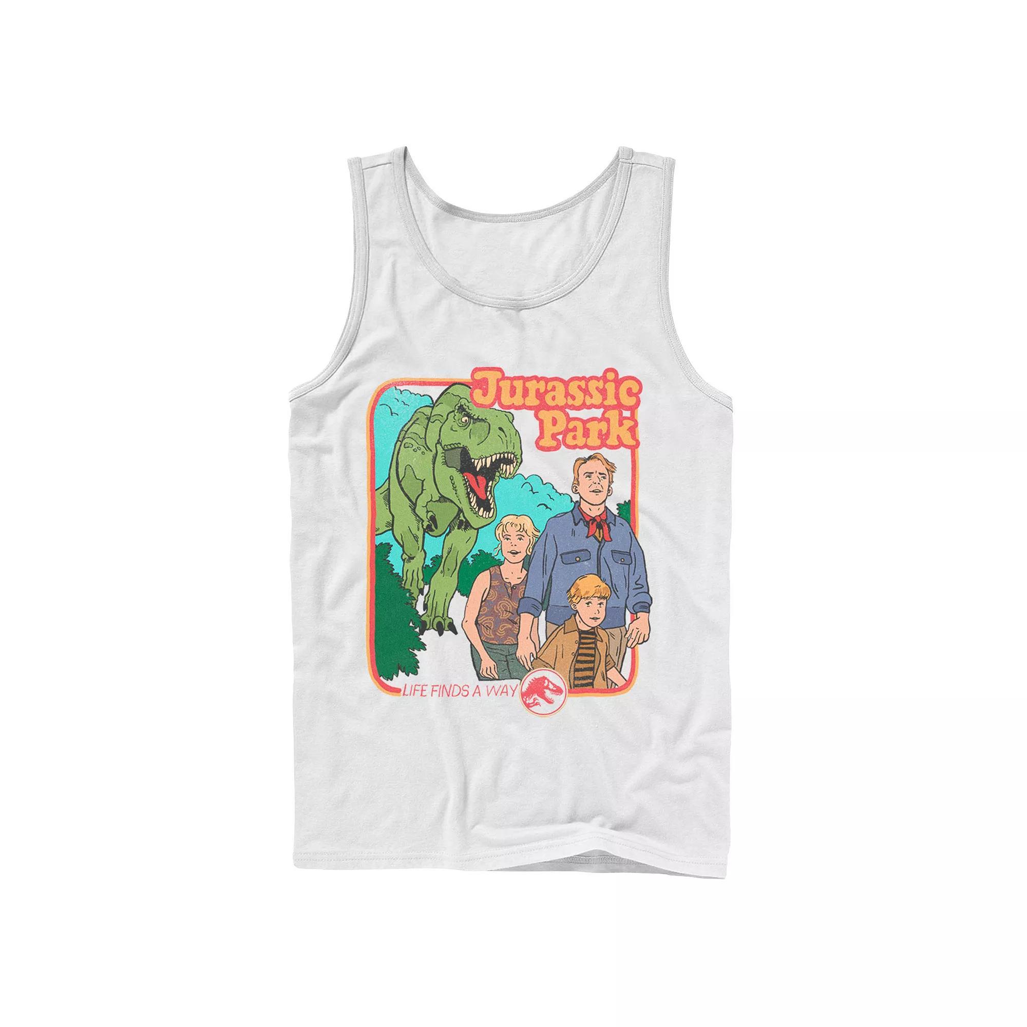 Men's Jurassic Park Vintage Characters Life Finds A Way Tank Top, Size: Large, Black Product Image