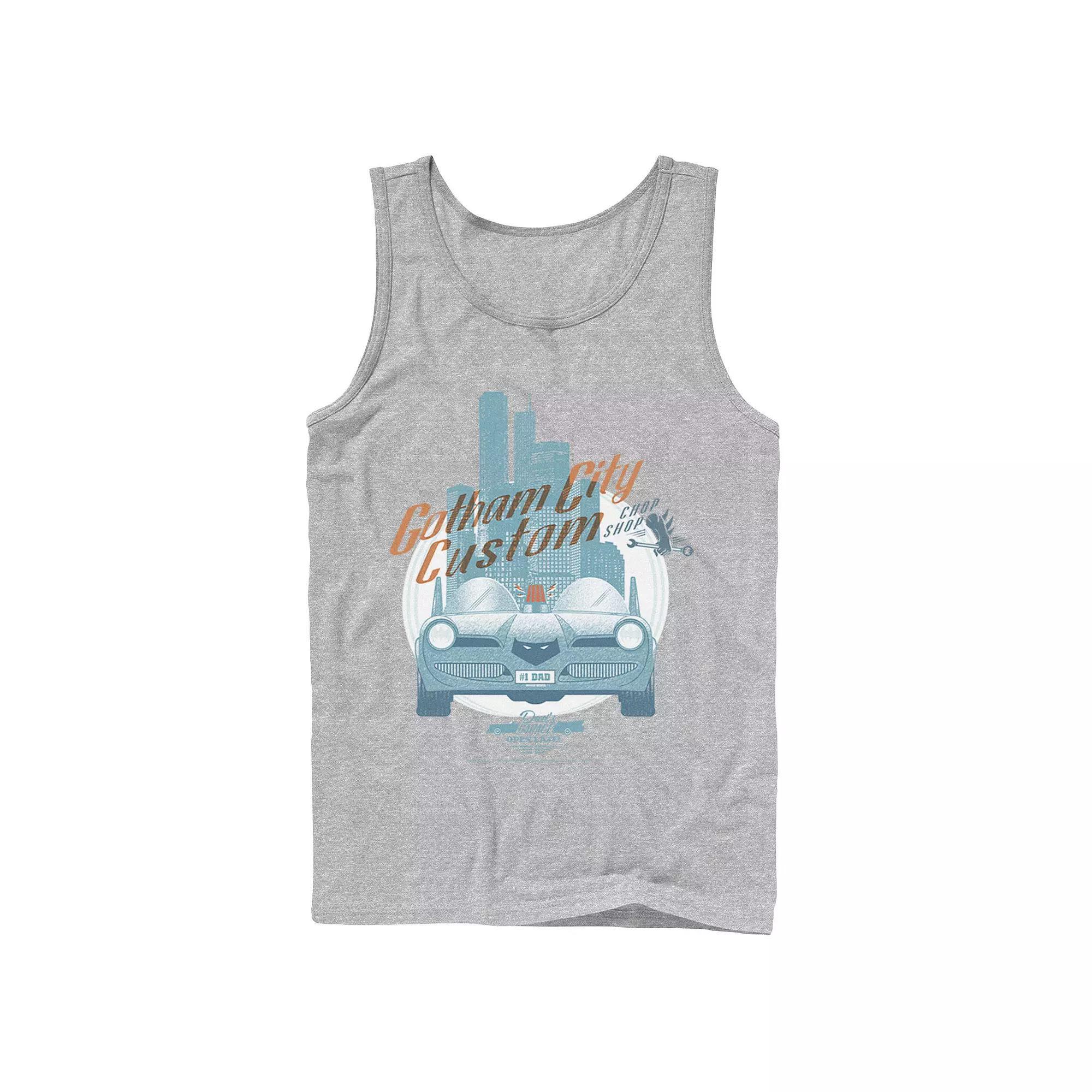 Men's DC Comics Gotham City Customs Shop Poster Tank Top, Size: Large, Athletic Grey Product Image