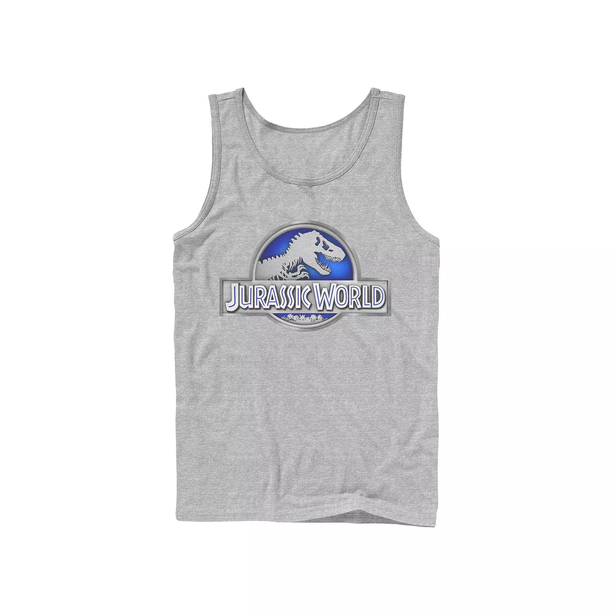Men's Jurassic World Classic Blue Glow Fossil Logo Graphic Tank Top, Size: Small, Grey Product Image