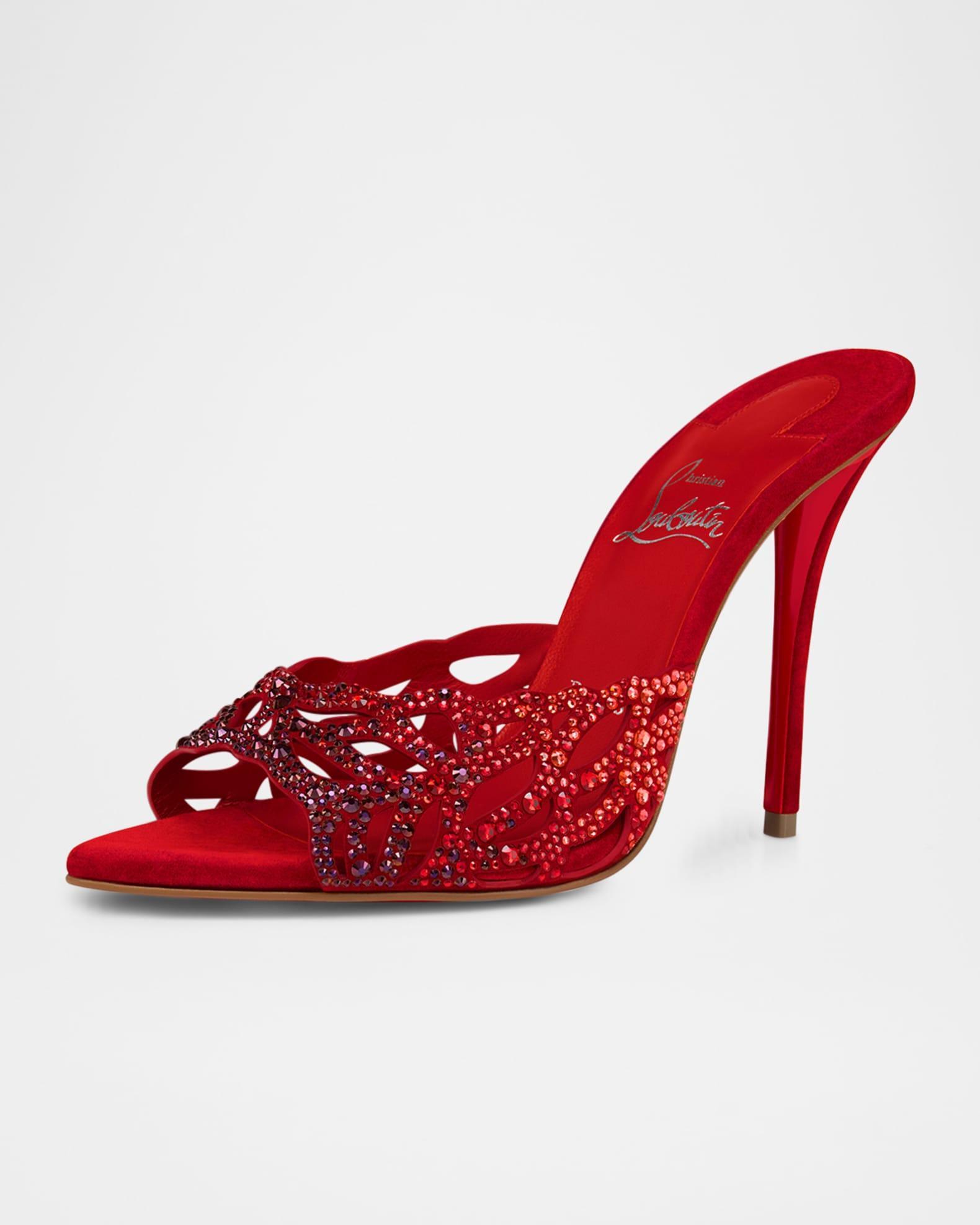 Lasera Strass Suede Red Sole Mule Pumps Product Image