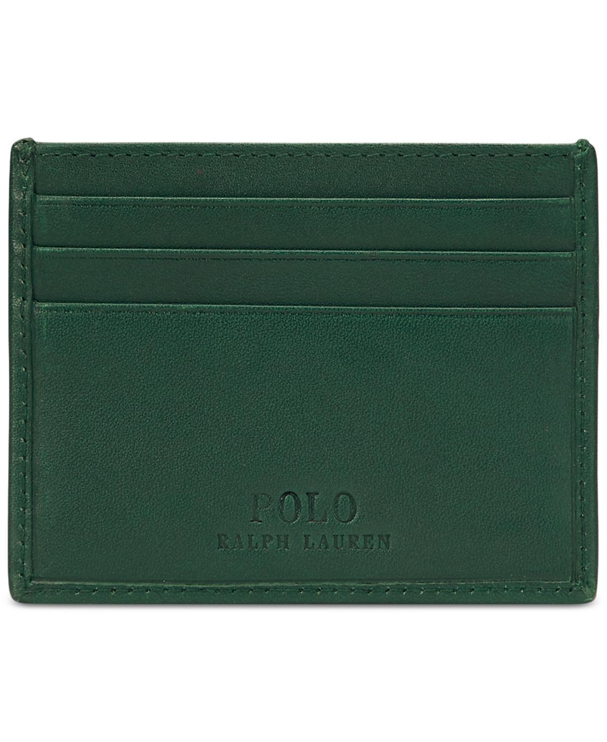 POLO RALPH LAUREN Men's Polo Bear Leather Card Case In Green Product Image