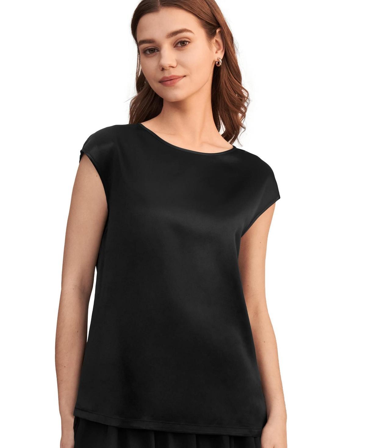 Lilysilk Womens Basic Cap Sleeves Silk Tee For Women Product Image