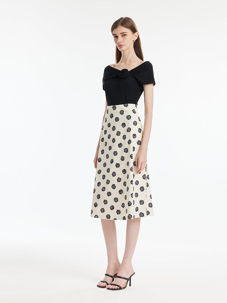 Off Shoulder 3D Rose Knotted Top And Half Skirt Two-Piece Set Product Image