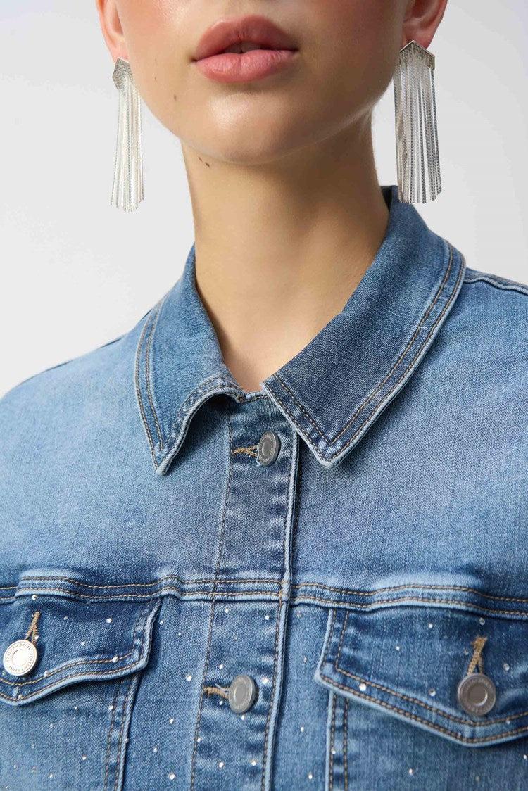 Stretch Denim Jacket with Embroidery Product Image