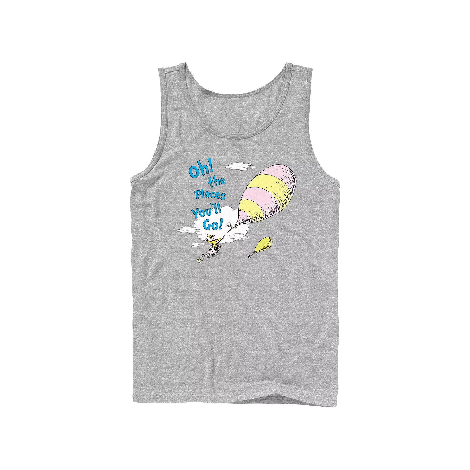 Men's Dr. Seuss Oh The Places You'll Go Graphic Tank, Size: Large, Athletic Grey Product Image