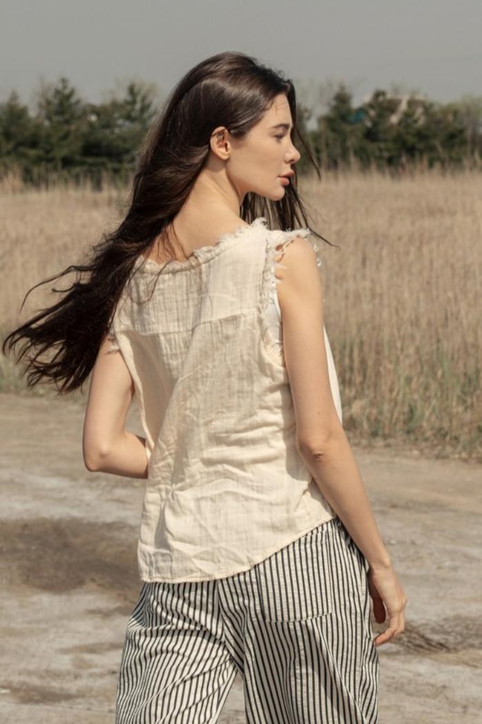 Raw Hem Sleeveless Top Product Image