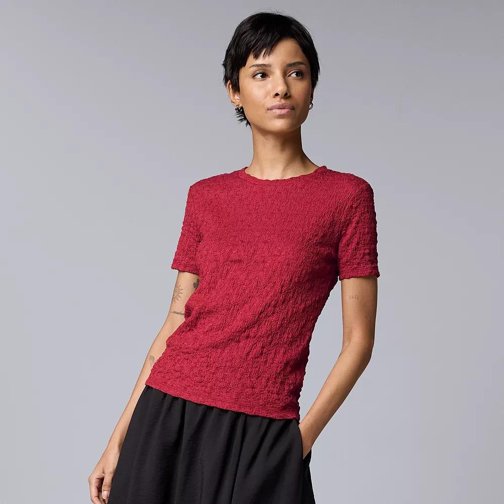 Women's Simply Vera Vera Wang Textured Tee, Size: Large, Vera Cerulean Blue Product Image