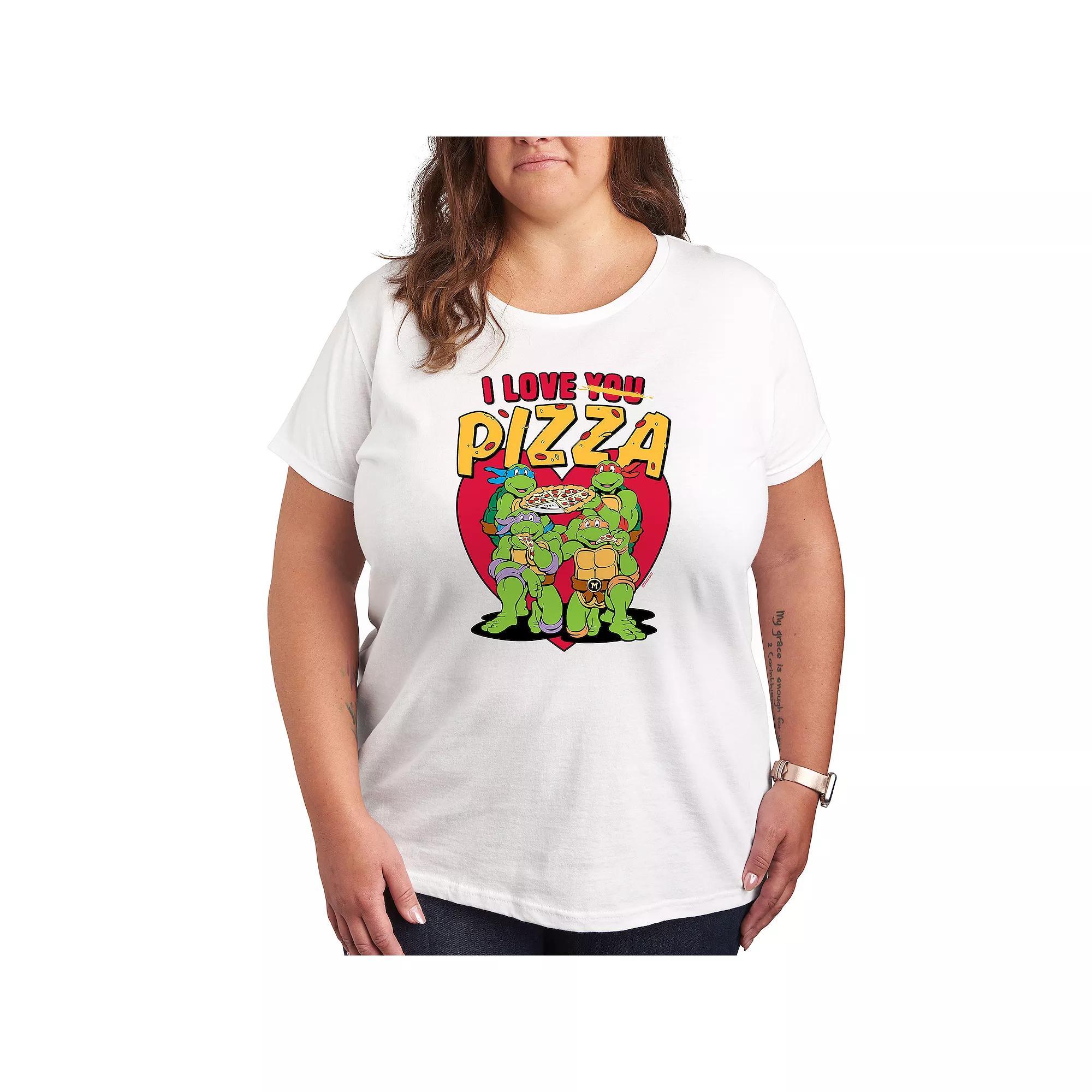 Plus Size Teenage Mutant Ninja Turtles I Love You Pizza Graphic Tee, Womens Product Image