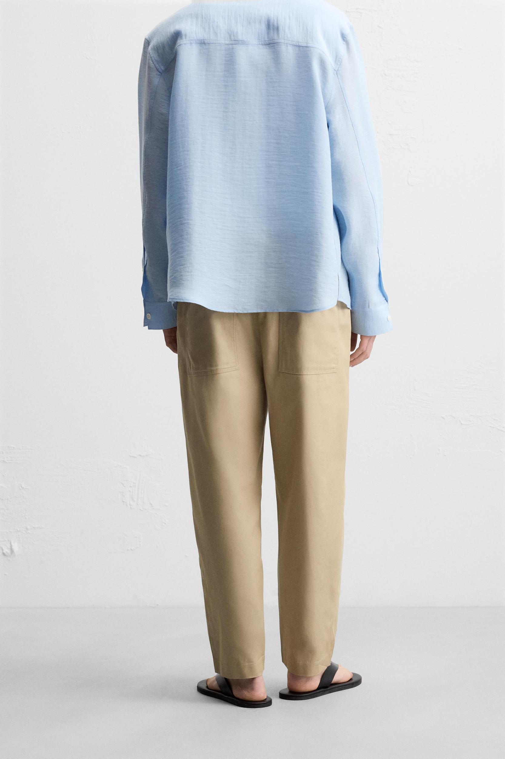RELAXED FIT COTTON LINEN PANTS Product Image