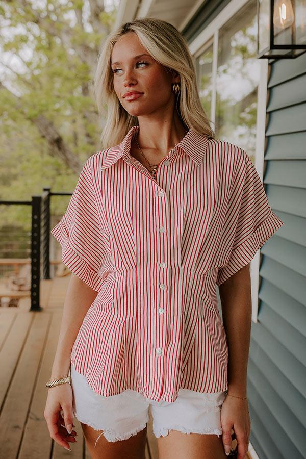 Kind Smile Seersucker Top in Red Product Image