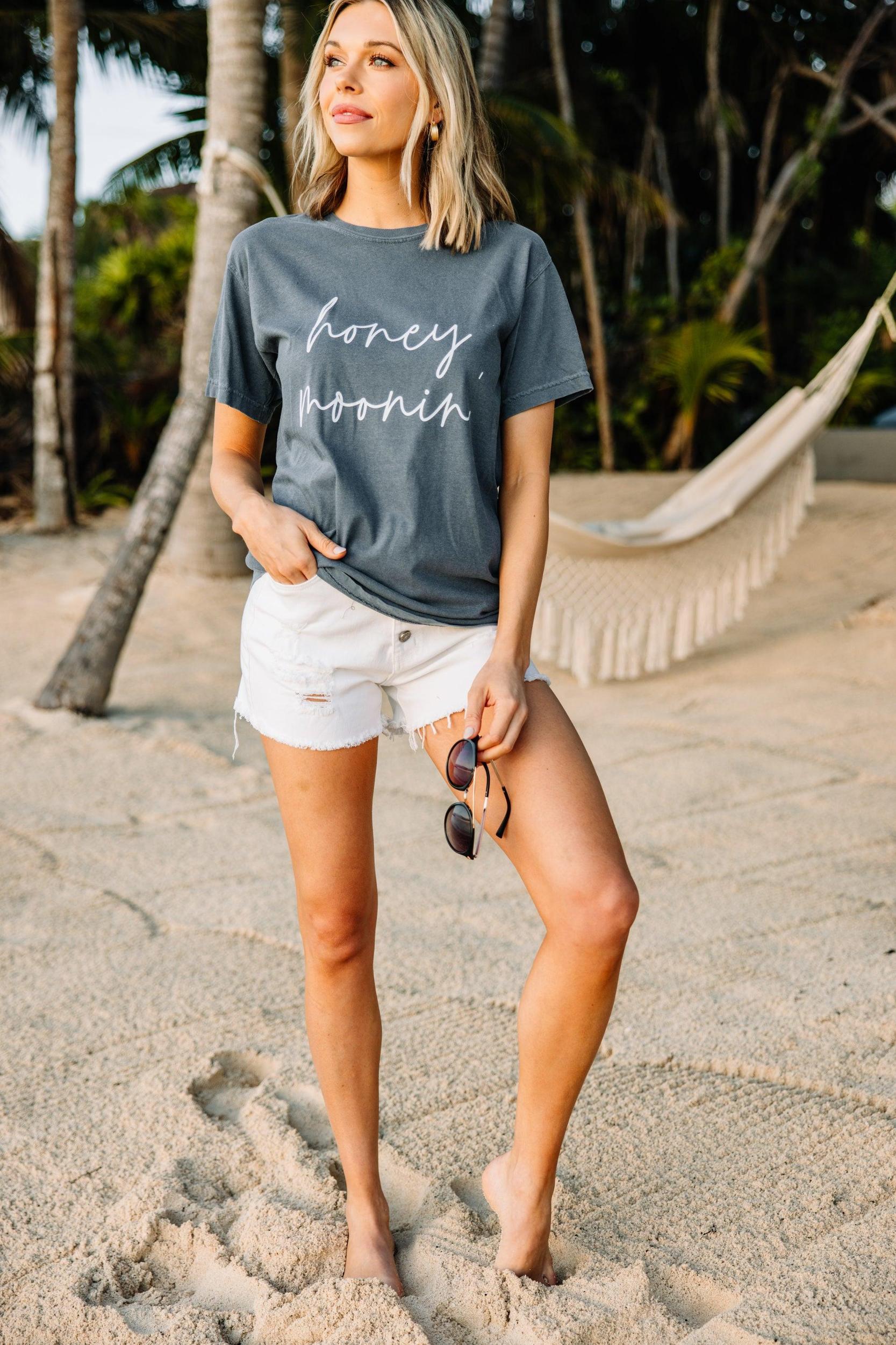 Comfort Colors: Honey Moonin' Denim Blue Graphic Tee Female Product Image