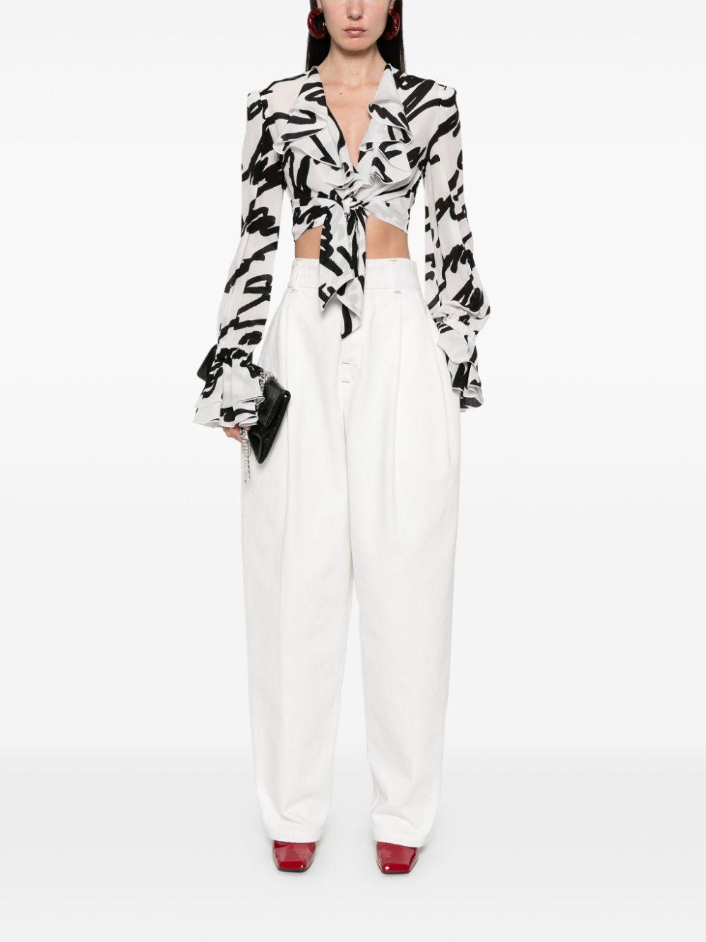 BALMAIN Cropped-jacke Mit Love Letter-print In White Product Image